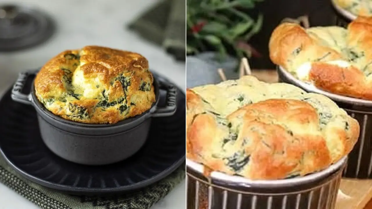 دستور پخت سوفله اسفناج فرانسوی با پنیر پیتزا