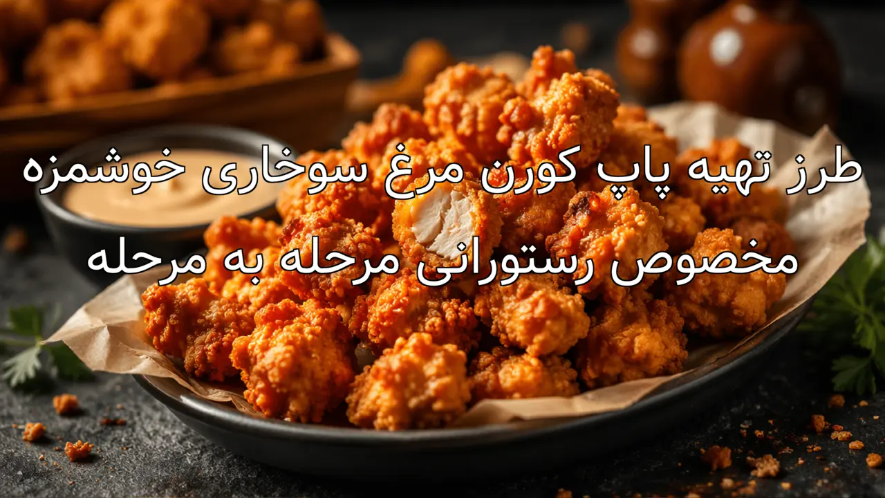 طرز تهیه پاپ کورن مرغ سوخاری خوشمزه مخصوص رستورانی مرحله به مرحله
