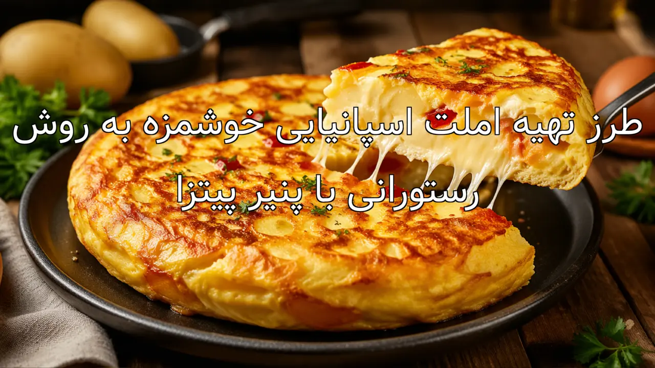طرز تهیه املت اسپانیایی خوشمزه به روش رستورانی با پنیر پیتزا