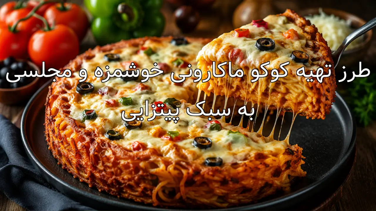 طرز تهیه کوکو ماکارونی خوشمزه و مجلسی به سبک پیتزایی