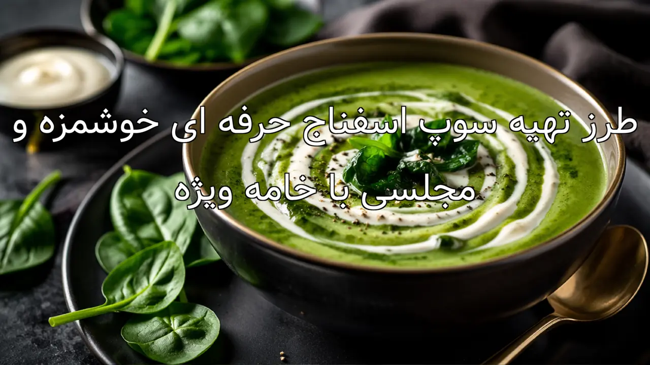طرز تهیه سوپ اسفناج حرفه ای خوشمزه و مجلسی با خامه ویژه