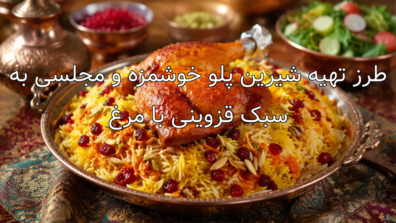 طرز تهیه شیرین پلو خوشمزه و مجلسی به سبک قزوینی با مرغ