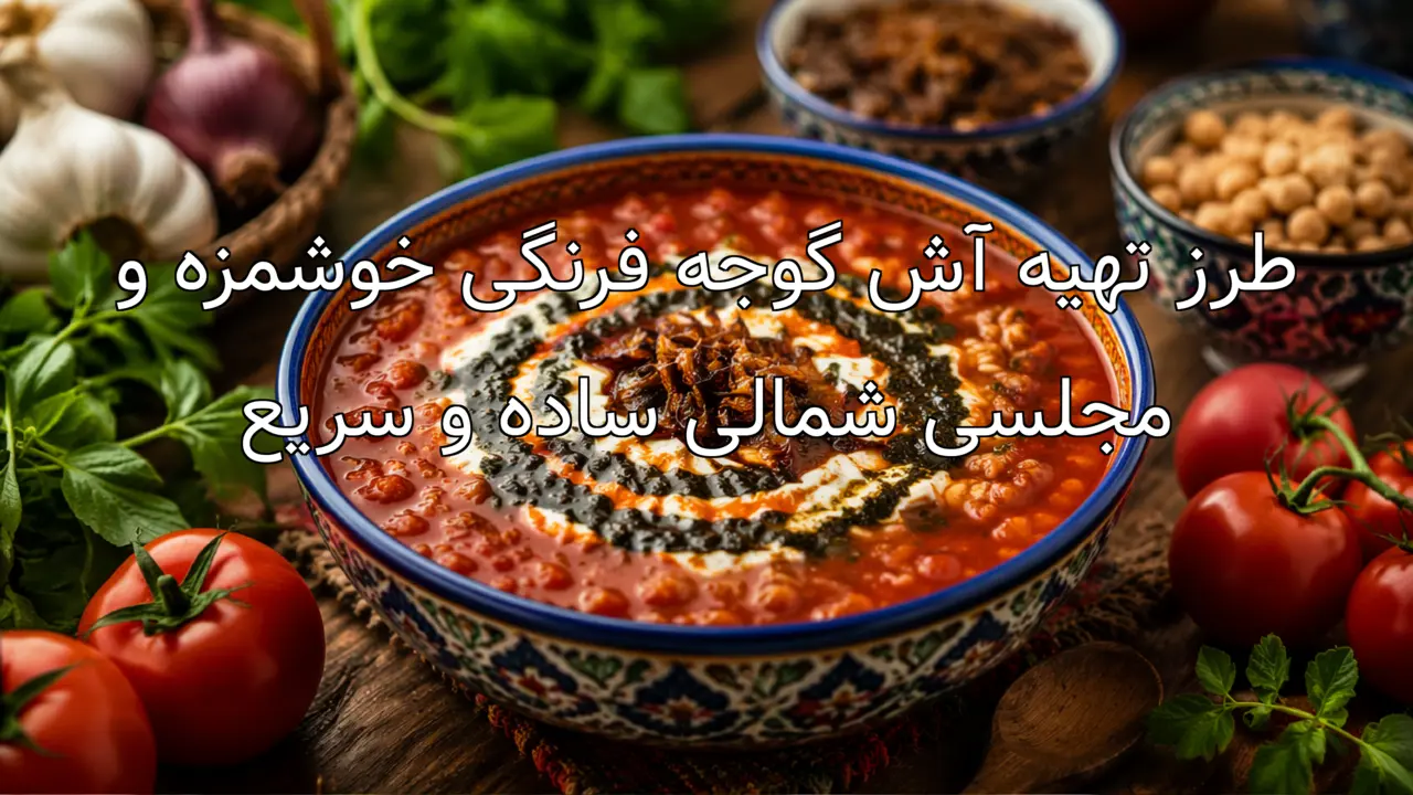 طرز تهیه آش گوجه فرنگی خوشمزه و مجلسی شمالی ساده و سریع