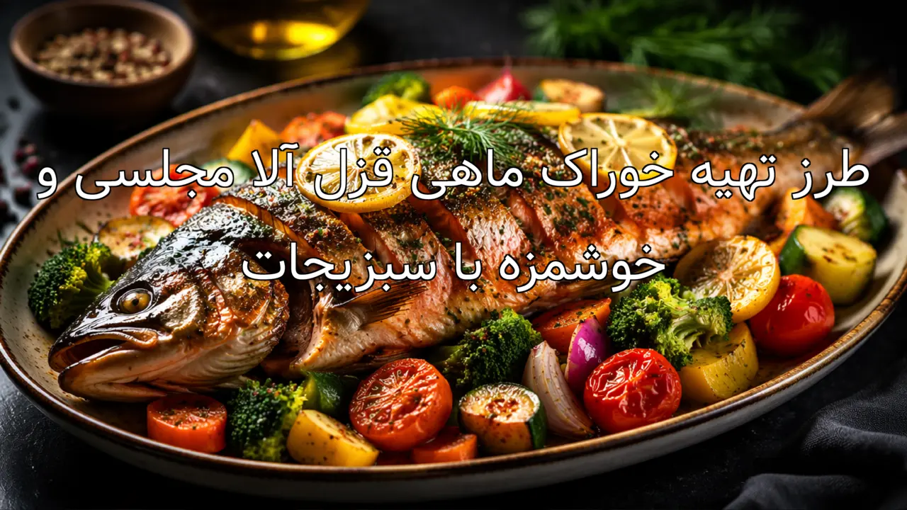 طرز تهیه خوراک ماهی قزل آلا مجلسی و خوشمزه با سبزیجات