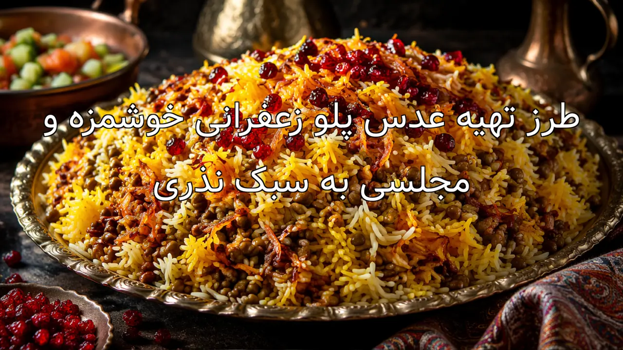 طرز تهیه عدس پلو زعفرانی خوشمزه و مجلسی به سبک نذری