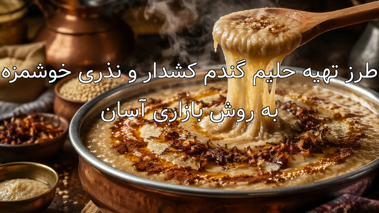 طرز تهیه حلیم گندم کشدار و نذری خوشمزه به روش بازاری آسان