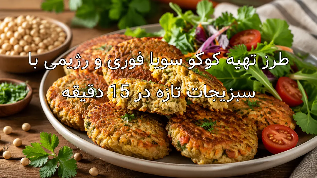 طرز تهیه کوکو سویا فوری و رژیمی با سبزیجات تازه در ۱۵ دقیقه